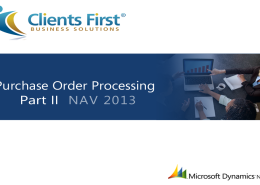 NAV 2013 R2 Purchase Order Processing